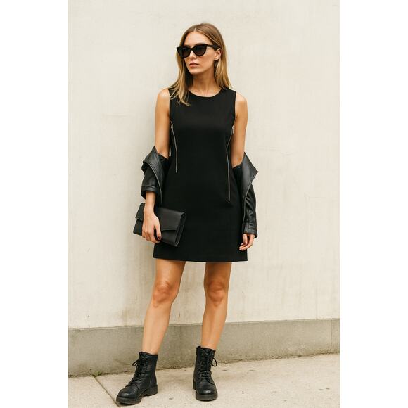 All Saints Dresses & Skirts - AllSaints Sophia Black Shift Dress Goth Punk Minimalist Grunge Size 2
